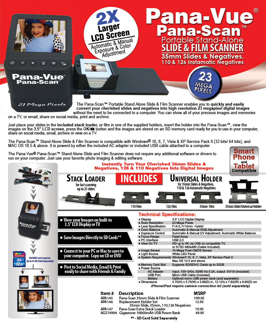 Pana-Vue Pana-Scan 120 Transparency & Film Scanner at